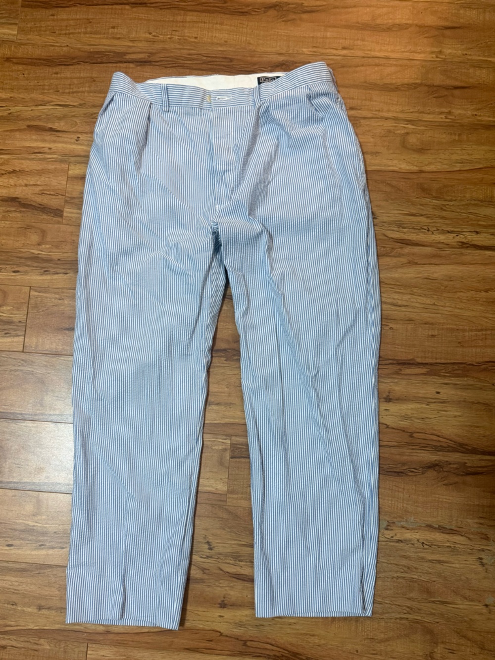 Vintage Ralph Lauren Blue Seersucker Striped Pants